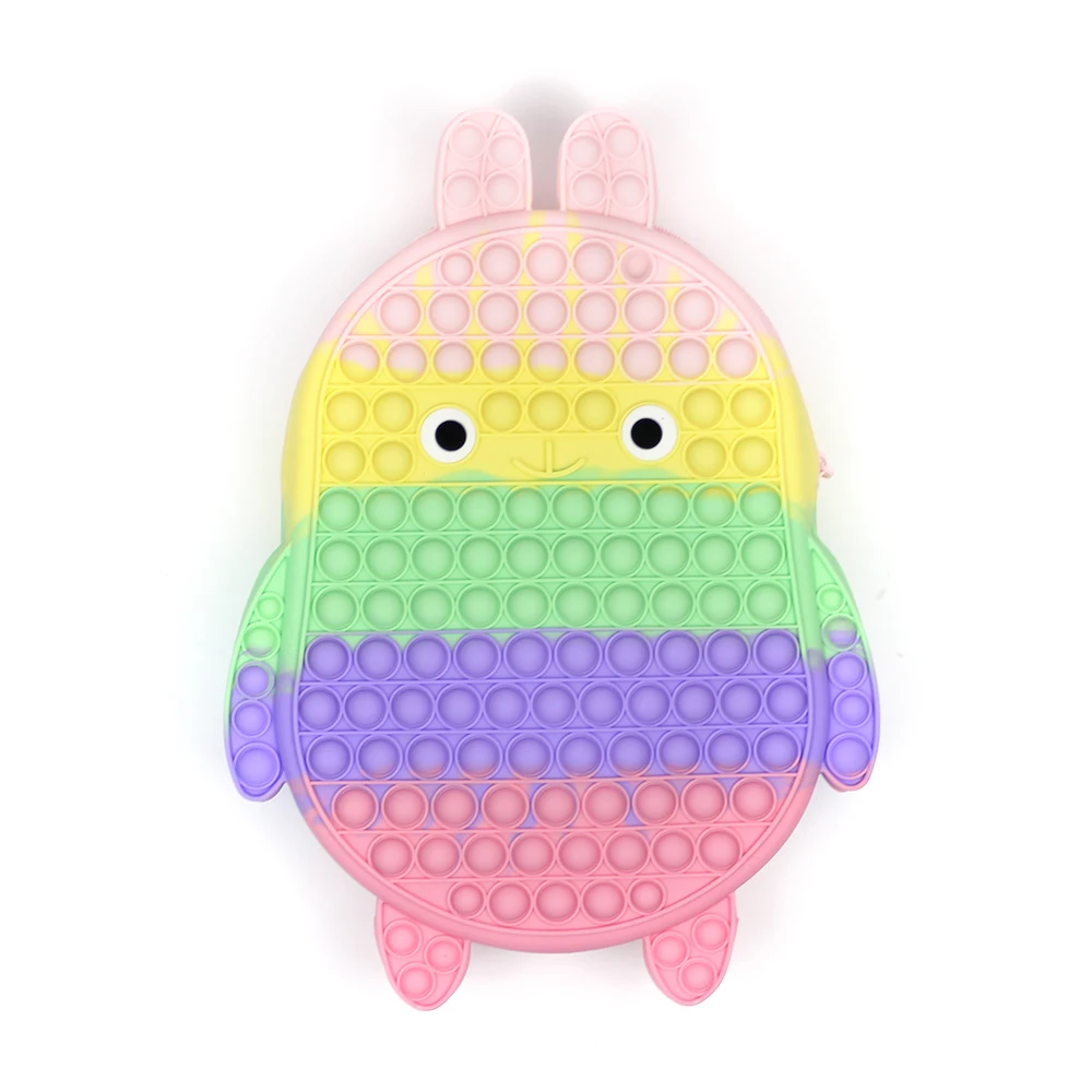 

Детские Силиконовые радужные школьные ранцы с кроликом, рюкзак для начальной школы, сенсорный Радужный школьный ранец для детей, для снятия...