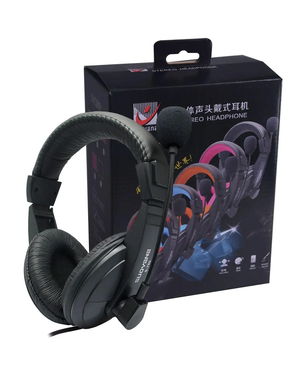 Black 3,5 мм Игровые наушники Проводная гарнитура глубокий бас Hi-Fi стерео звук с микрофоном для ПК ноутбука - Цвет: Black
