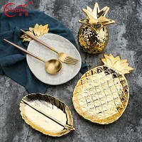 home decor ceramic pineapple vanity tray trinket dish jewelry bathroom organizer gold bridesmaid gifts platter girl women style