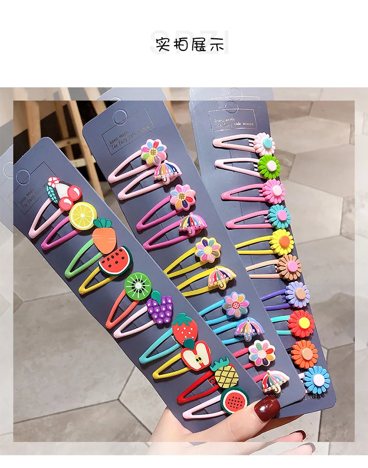 5/10/15 шт./компл. блестящие красочные зажимы для волос принцессы с фруктами и