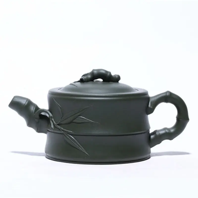

Yixing handmade purple clay teapot production area high quality green clay bamboo teapot