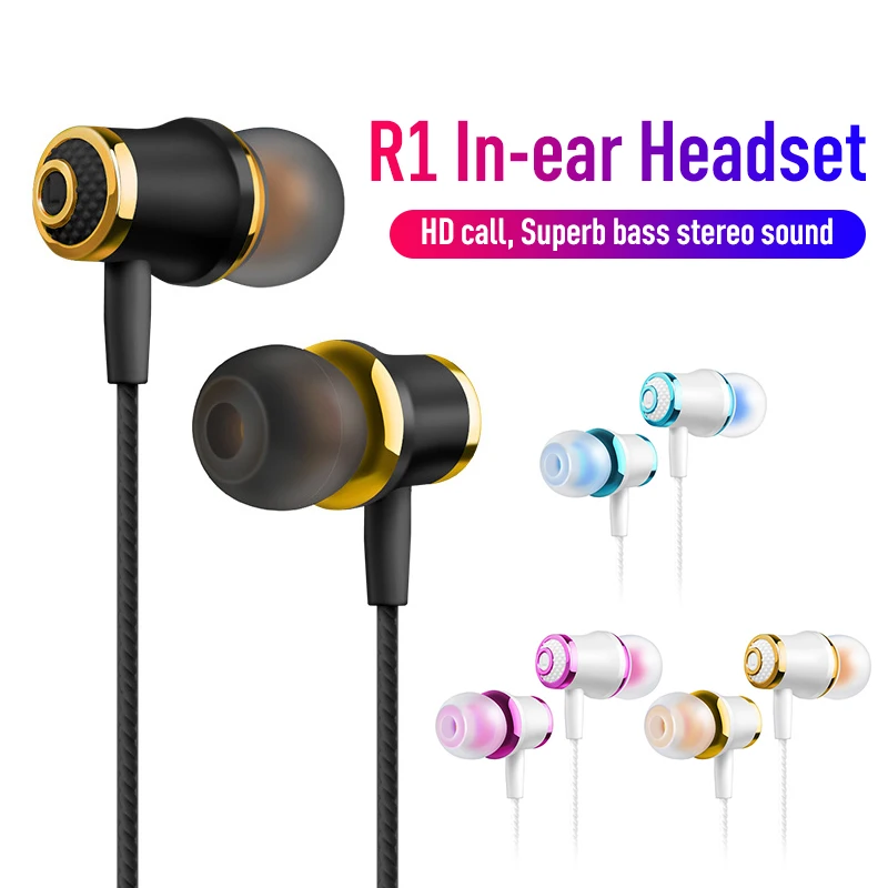 Наушники-вкладыши с гальваническим покрытием спортивные наушники проводные для