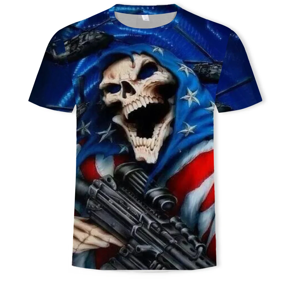 

Skull Pattern 3D printing Harajuku summer t-shirt men's fashion men's and women's T-shirt soft texture leisure fashion xxs-6xl