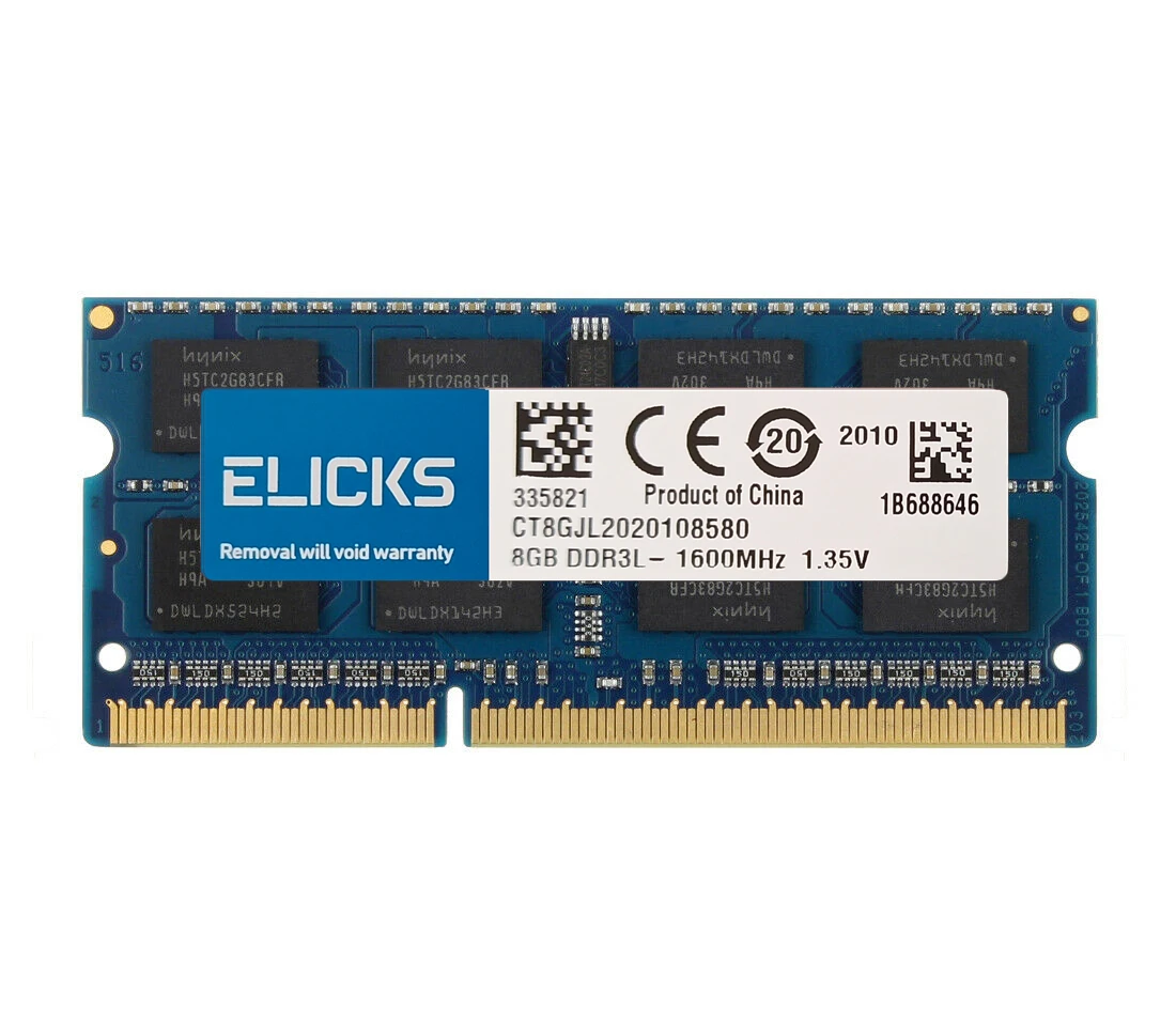 

ELICKS DDR3L RAM 4GB 8GB 1600 MHz SODIMM PC3L-12800 Laptop Memory 204 Pin 1.35V blue