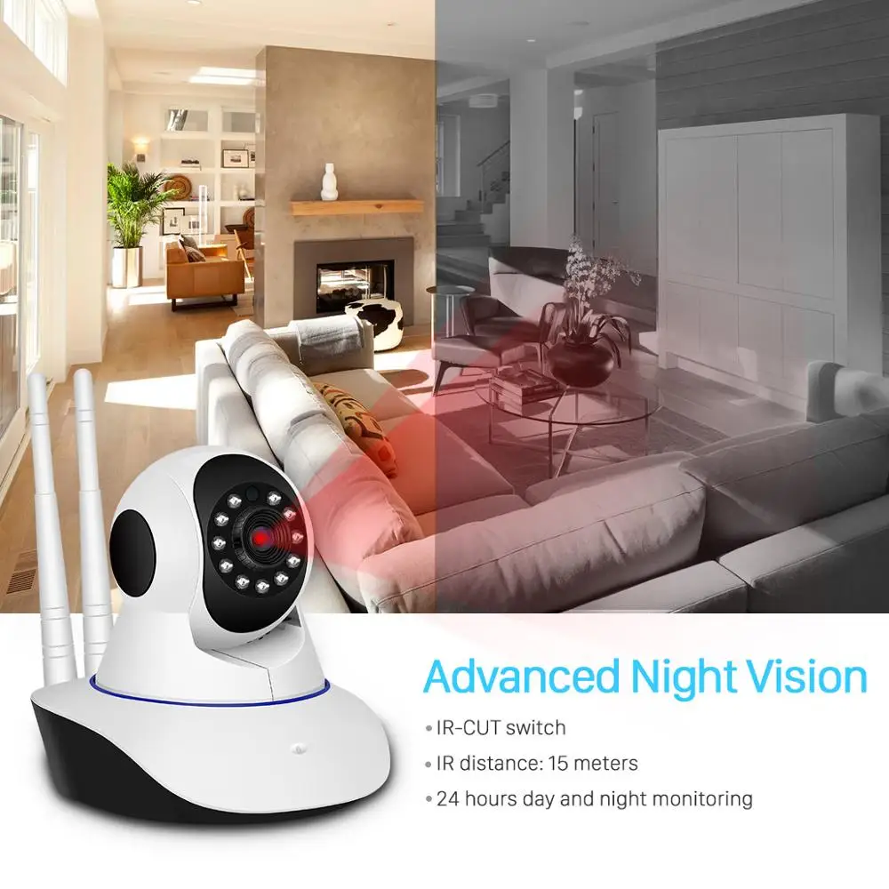 HD 1080 P Wi Fi Беспроводной домашней безопасности IP камера сети видеонаблюдения 15 м ик