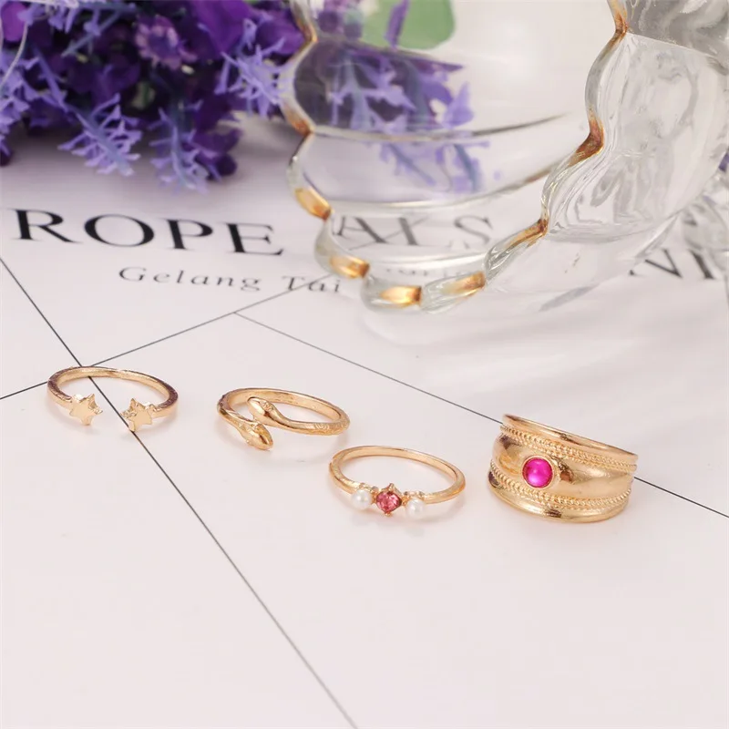 4 шт./компл. модный набор металлических колец в виде змеи соединительное кольцо с