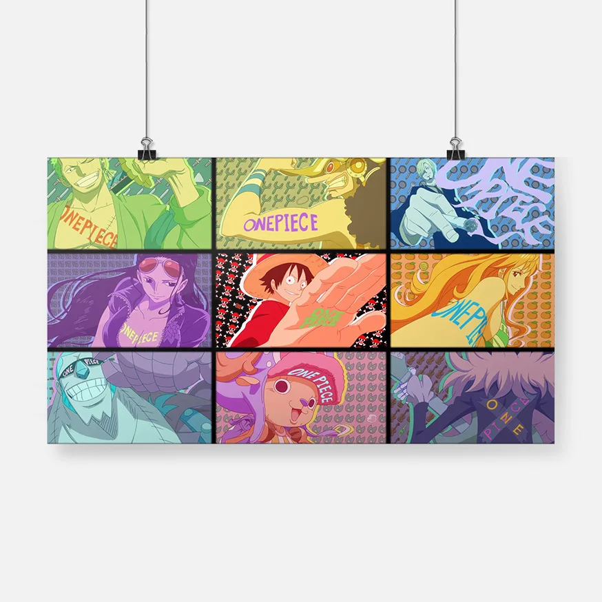 

Straw Hat Pirates One piece Anime Poster Framed Wooden Frame Canvas Painting Wall Art Decor Bedroom Study Home Decoration Prints
