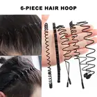 6 шт. простой черный металлический ободок унисекс, Весенняя модель, противоскользящая повязка на голову, аксессуары для волос для мужчин и женщин, ободок для лица