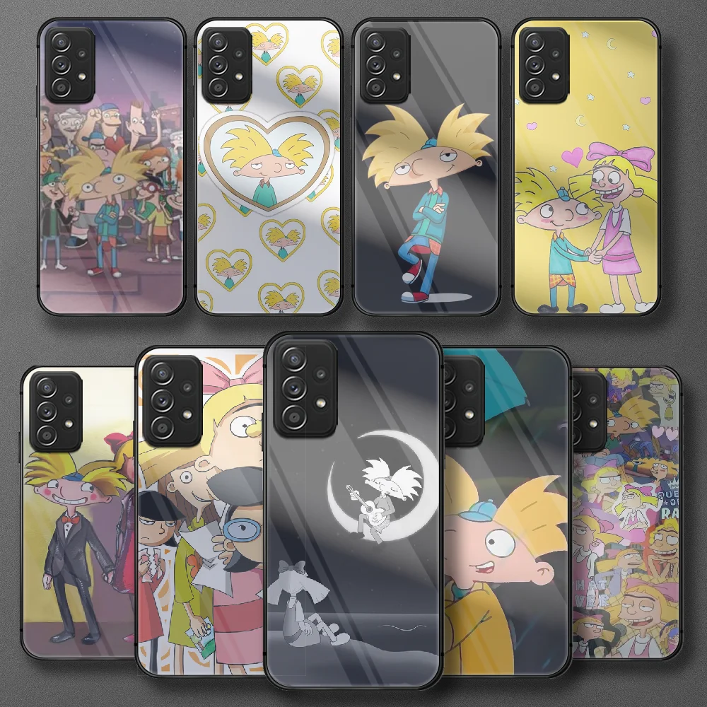 

Hey Arnold cute American cartoon Tempered Glass Phone Case For Samsung Galaxy Note S 8 9 10 20 21 E FE Plus Ultra Cover Cell