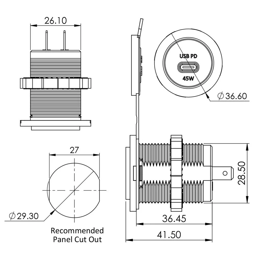 

Quick Charge 3.0 PD USB Charger Socket Waterproof USB Outlet QC 3.0 Charger Socket Type C Interface DIY Kit For Car