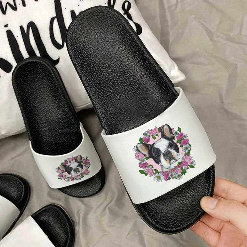 

Shoes for Woman Cute Bulldog Cartoon Slippers Indoor Home Women Shoes Ladies Slides Bathroom Flip Flops 2021 Fashion Shoes Women