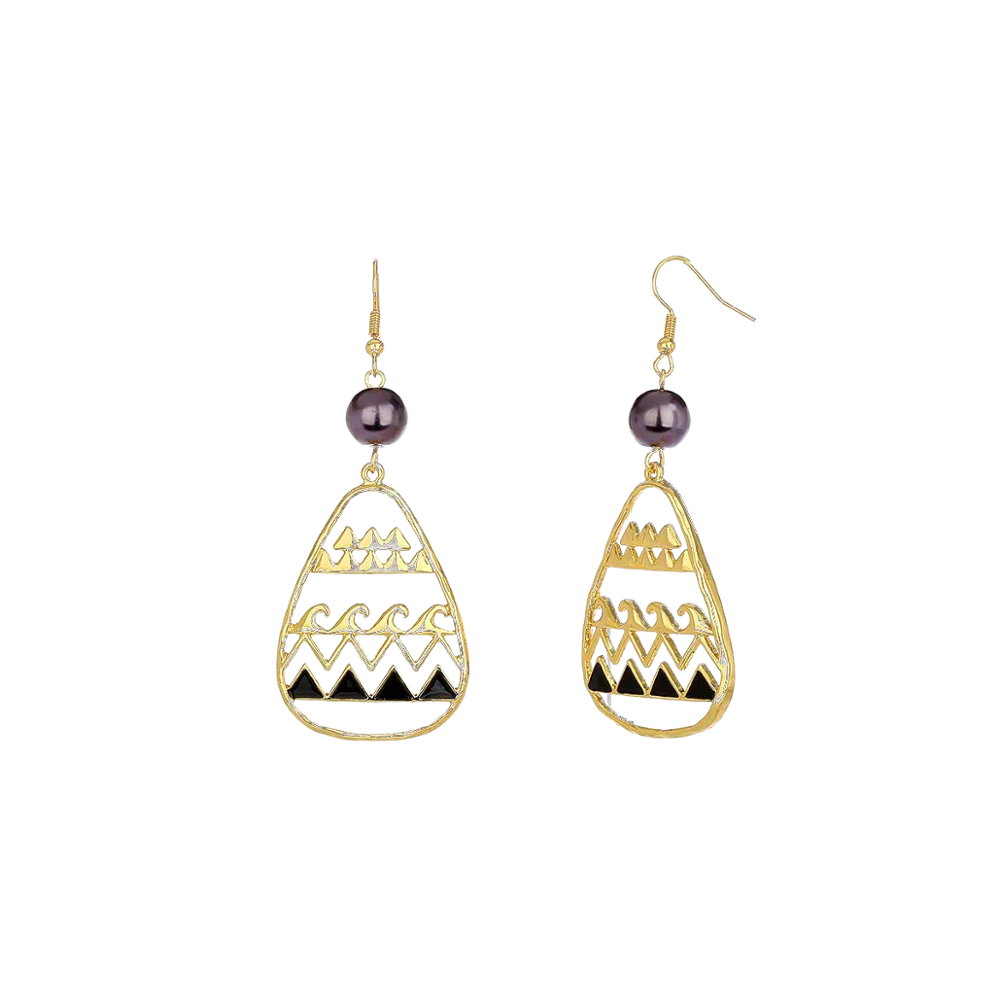 

Cring Coco 2020 Hawaiian Earrings Geometric Big Dangle Trendy Earring Gold and Black Hot Trendy Summer Time Ladies New Fashion