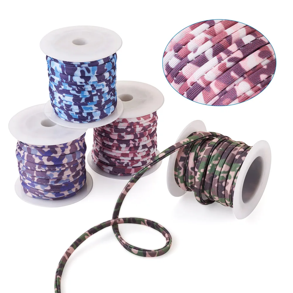 

1Set 5mm Flat Elastic Cord String Soft Colorful Polyester Stretchy Webbing Strap with Spool for DIY Crafts Making Sewing 3m/Roll