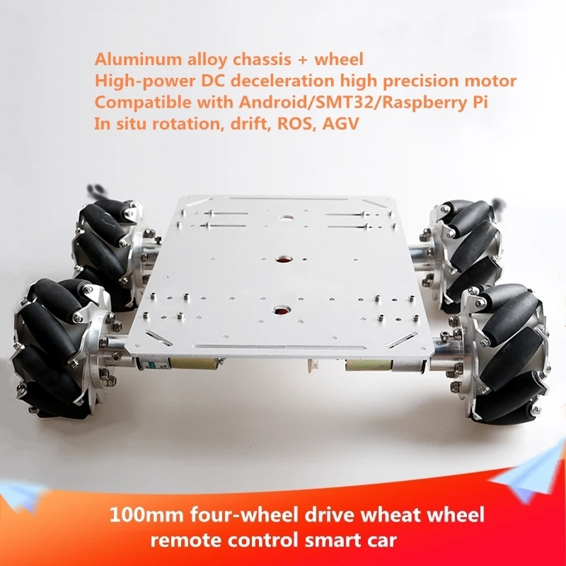 

100mm Mecanum Wheel Smart Car Chassis Omnidirectional Wheel Drift Rotation with High Power DC Speed Reduction Encoder Motor