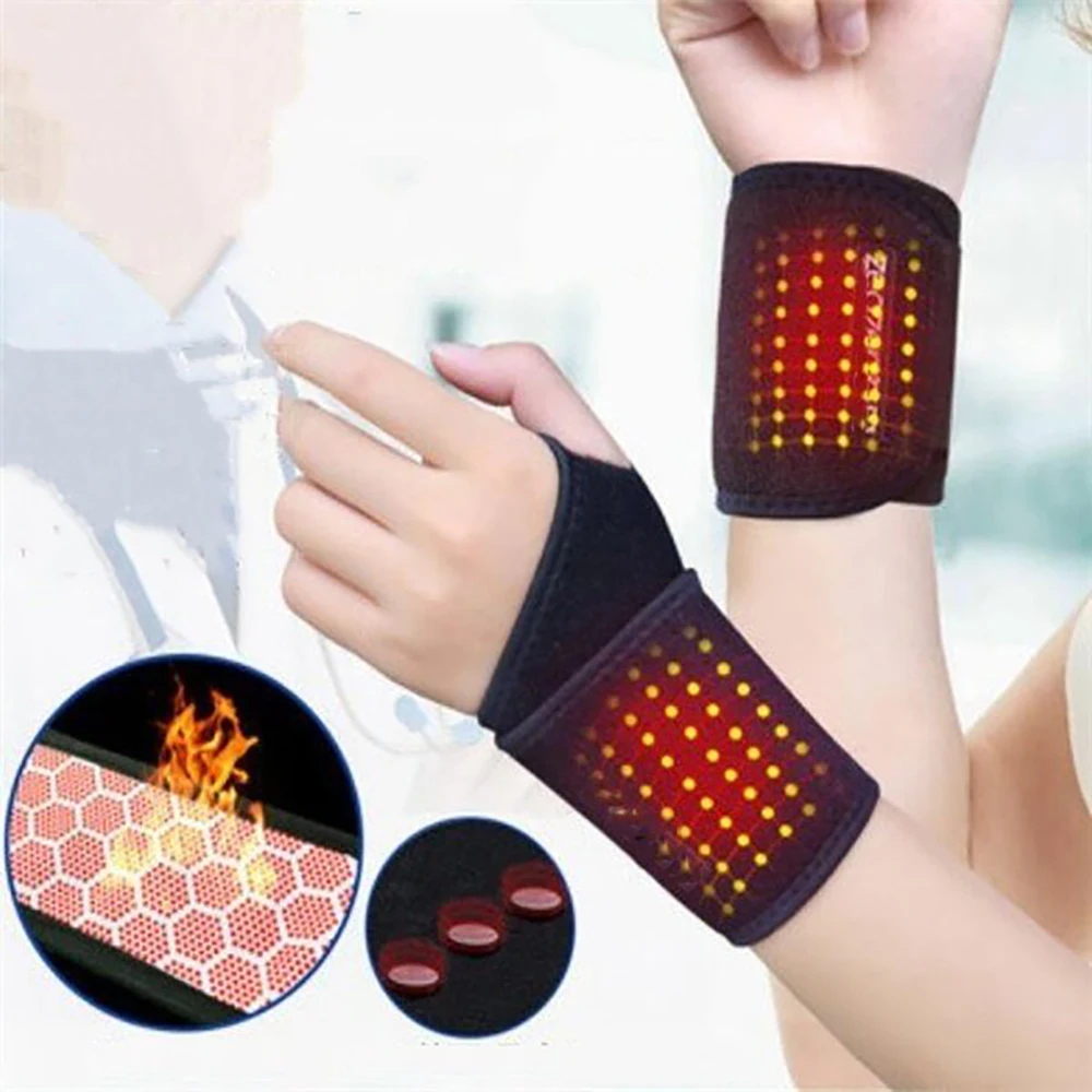 

2pcs Self-Heating Wrist Brace Band Support Far Infrared Magnetic Therapy Pad Brace