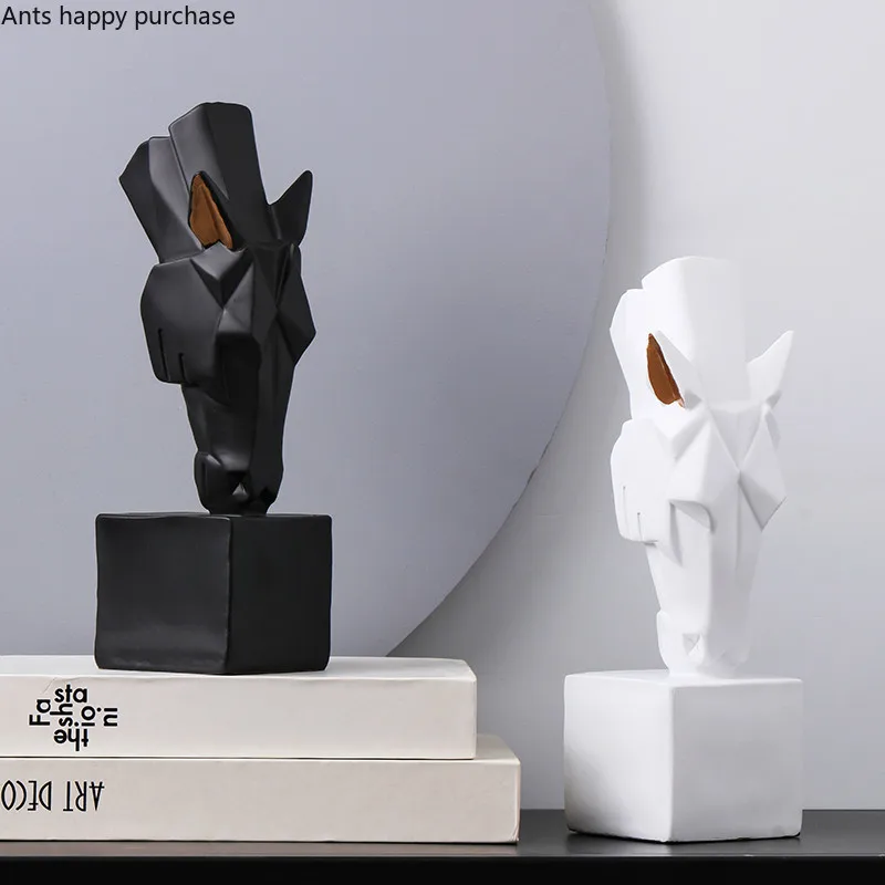 

Новая креативная полимерная скульптура, модель конского головы, художественные украшения для кабинета, телевизора, аксессуары для украшения дома, подарки на день рождения