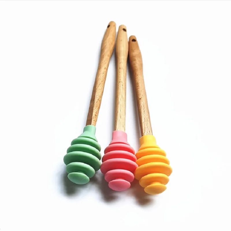 Силиконовые Мёд соус ложка-мешалка Бук деревянная ручка практичный