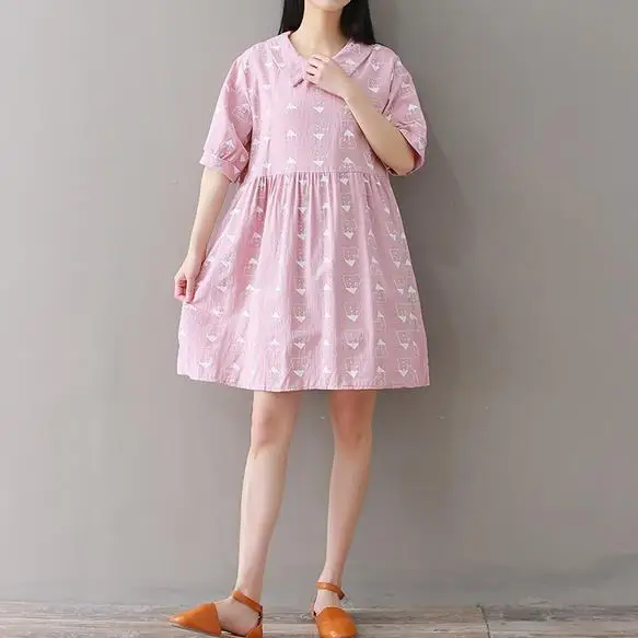 Женское летнее мини-платье в японском стиле повседневное свободное платье из