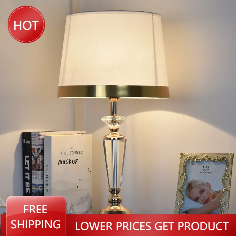 

European Luxury Crystal Desk Lamp Design Antique Bedroom Lamp Bedside Night Lights Office Lampara Mesa De Noche Indoor Lighting