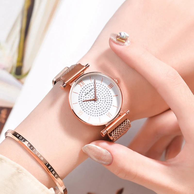 Женские часы с сетчатым ремешком Тонкие разноцветные женские из нержавеющей