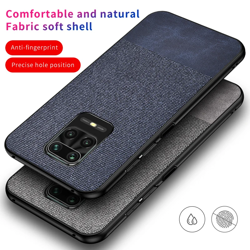 Huawei honor 20 Pro Чехол мягкий силиконовый край + тканевая текстура кожи удобная
