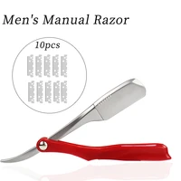 hot sale stainless steel folding shave knife with handle plastic for face underarm body eyebrow hair removal razor