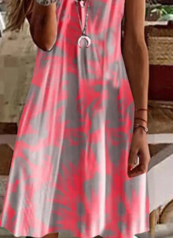 

2021 summer new style European and American printed sleeveless A-line leisure holiday long skirt