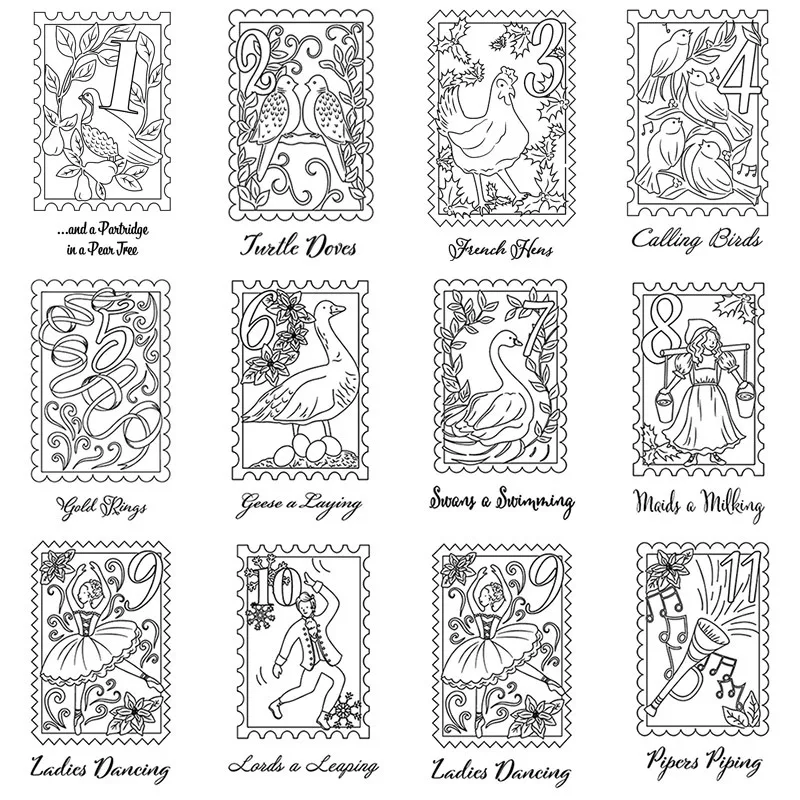 

Christmas 12 Days Clear Stamps Scrapbook Paper Craft Rubber Stamp Handmade DIY Decoration Craft Supplies Stamps for Card Making