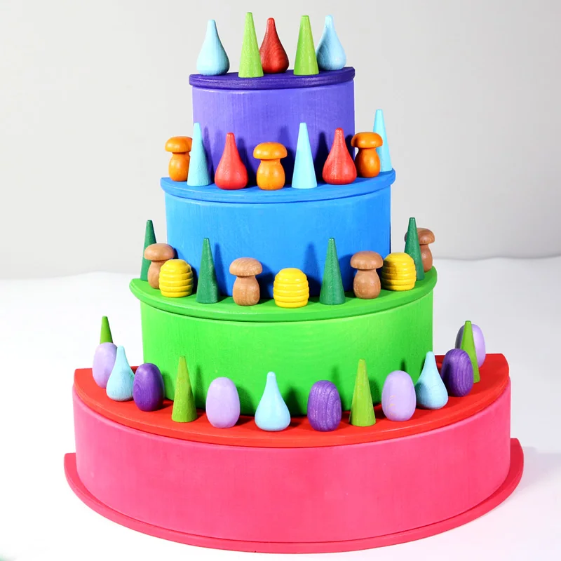 

Creative Wooden Baby Rainbow Toy Building Block Educational Stacking Game Style Wooden Toys Gift