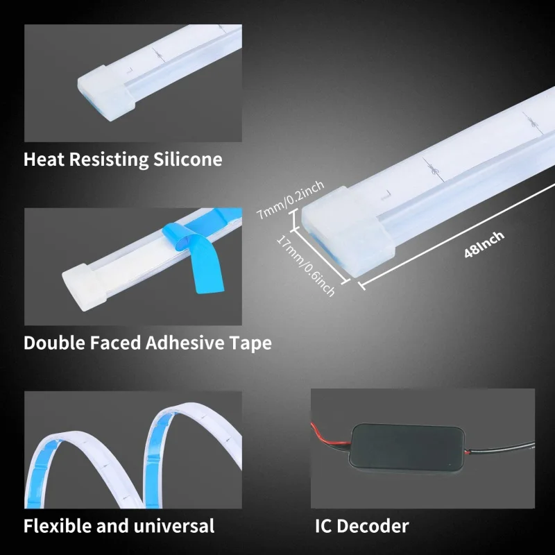 

Car Interior Door Welcome Light LED Safety Warning Strobe Signal Lamp Strip 120cm Waterproof 12V Auto Decorative Ambient LightsM