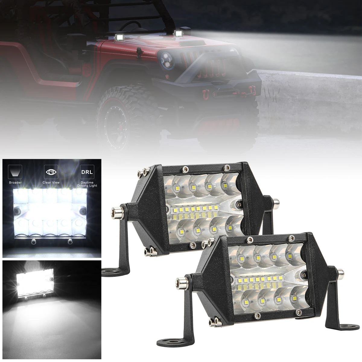 

Universal 2pcs 3 Row 60W LED Light Bar Waterproof Off Road Driving Led Work Light Bar Combo Beam for Car Tractor Boat Truck
