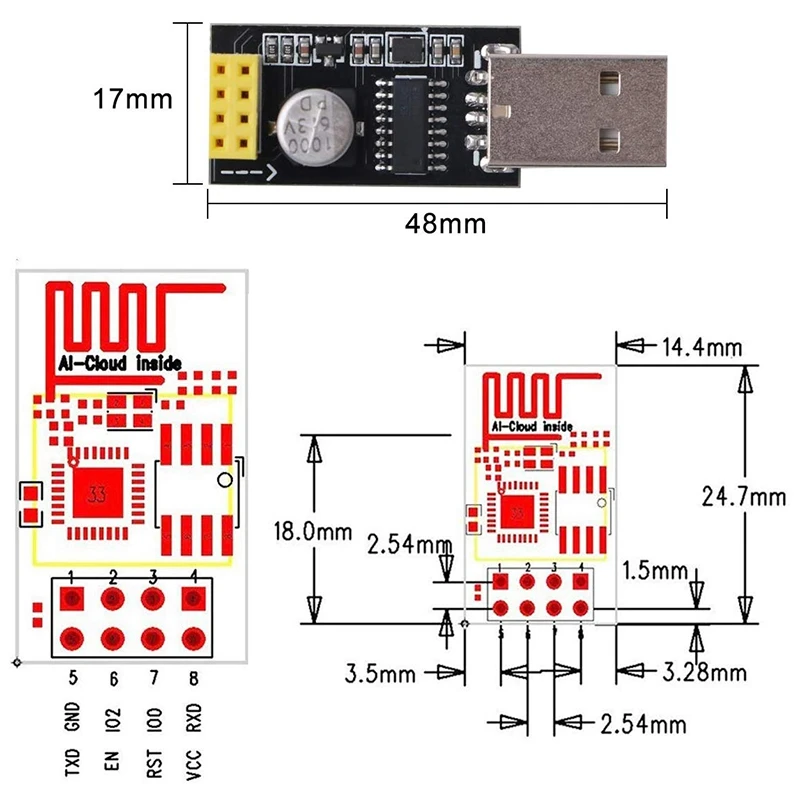 2 шт. ESP8266 ESP 01 Серийный беспроводной приемопередатчик WiFi модуль 1 МБ SPI флэш DC3.0 3.6V с