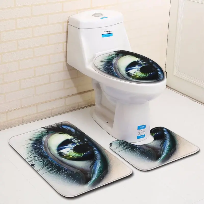 

Zeegle Modern Toilet Set Polyester Absorbent Toilet Pedestal Rug Soft Foot Mat Toilet Seat Cover Mat Anti Slip Bathroom Doormat