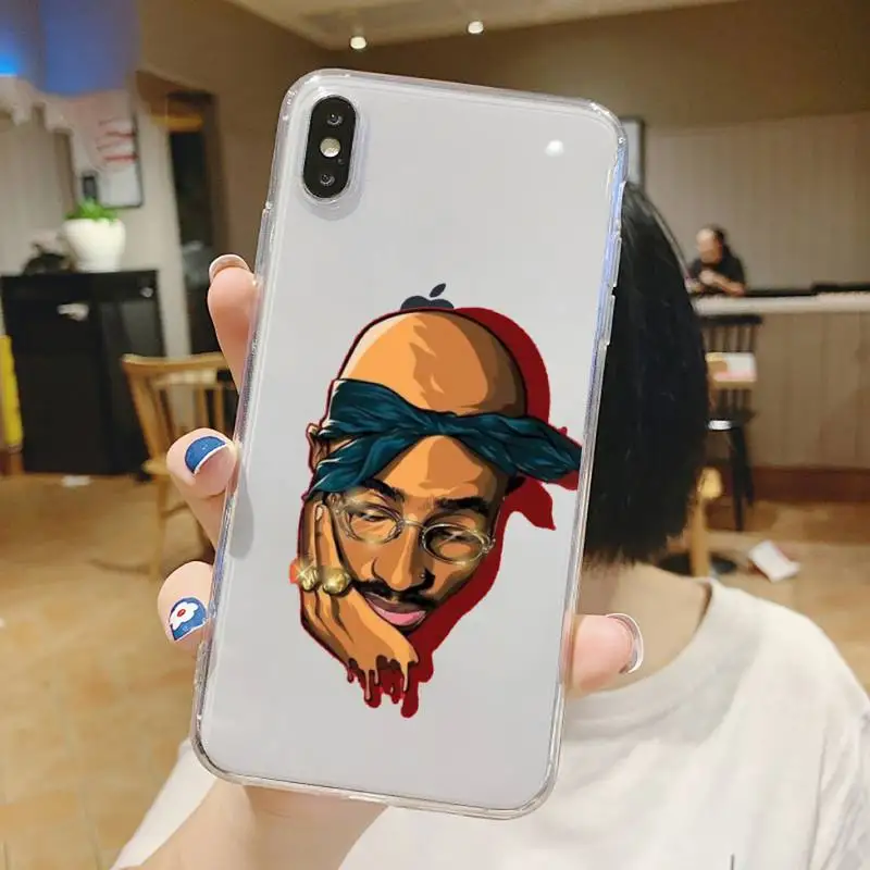 

2Pac Rapper Singer Tupac Coque Phone Case Transparent for iPhone 6 7 8 11 12 s mini pro X XS XR MAX Plus