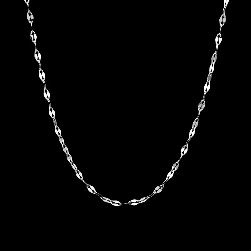 SILVER-50 Olowu, мужская, Женская цепочка, ожерелье, на заказ, ювелирное изделие, золото, серебро, цвет, нержавеющая сталь, ожерелье, модное, для губ, цепочка, ожерелье, s, для женщин - Окраска металла: SILVER-50