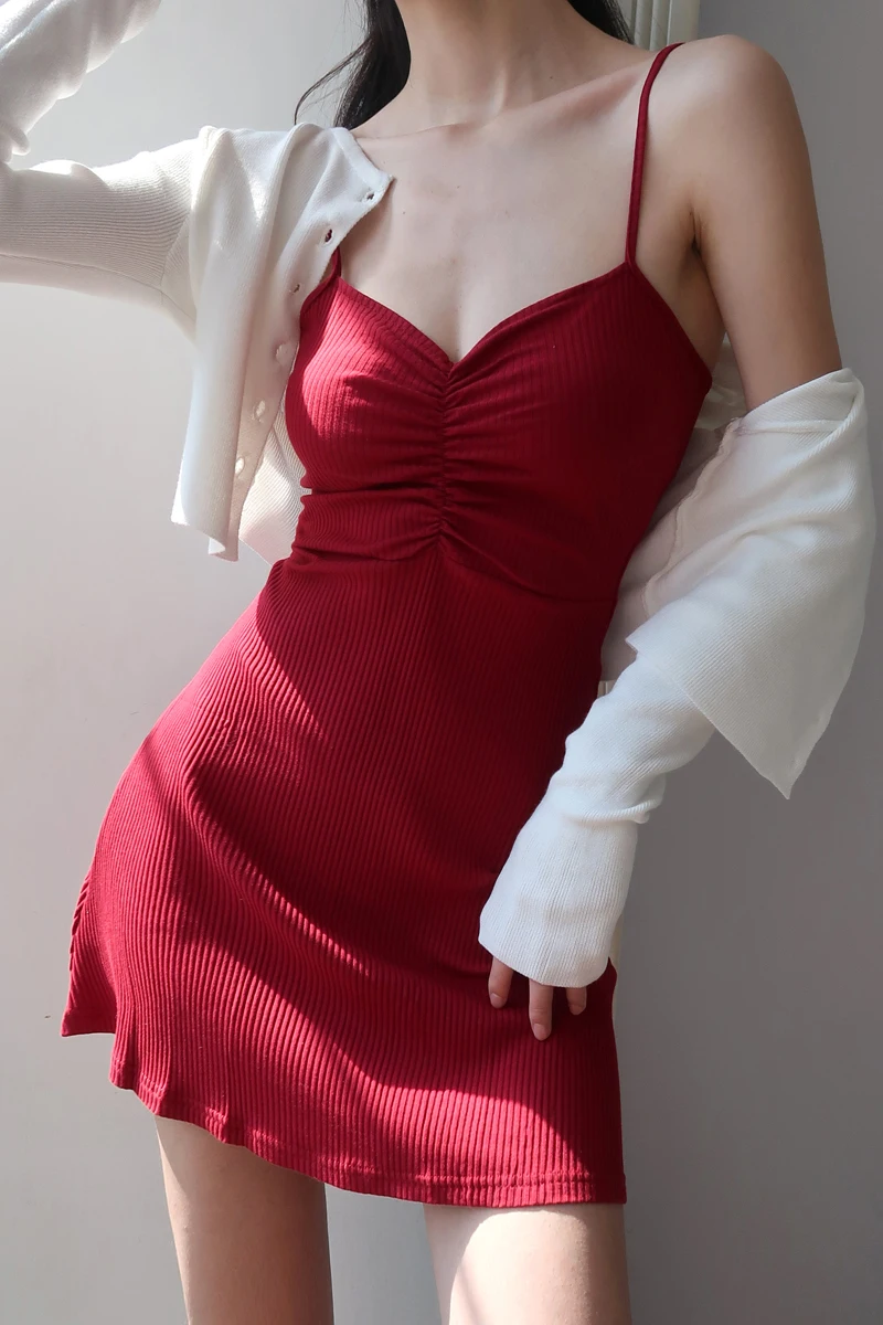 

Sexy Slim V-neck Dress with Thin Temperament