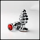 Новинка металлическая Анальная пробка 7 цветов Анальная пробка игрушки искусственная нержавеющая сталь + Кристальные ювелирные изделия интимные изделия, спиральные анальные бусины