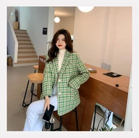 2022 autumn high street houndstooth blazer warm winter jacket for chic woman tweed long sleeve thick loose padded blazer outwear