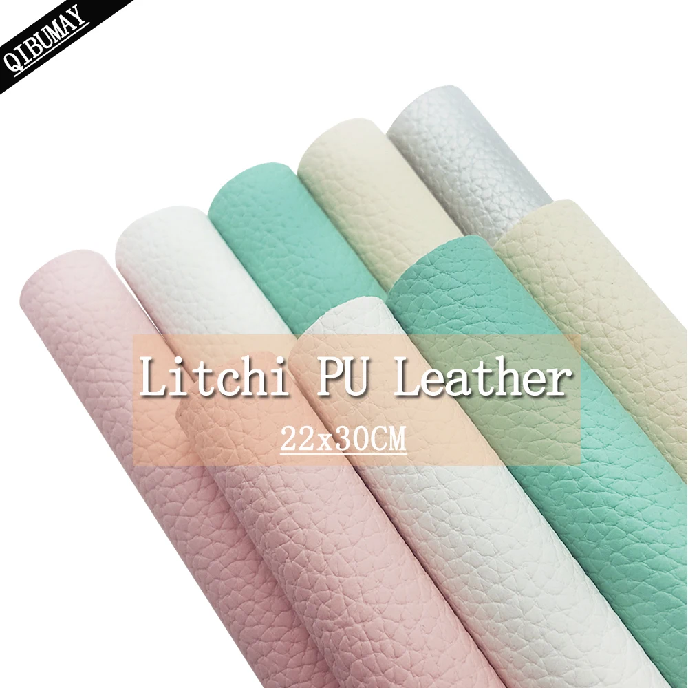 

QIBU 22*30cm Solid Litchi PU Leather Faux Leather Fabric A4 Handmade Earring Accessories DIY Bow Decoration Synthetic Leather