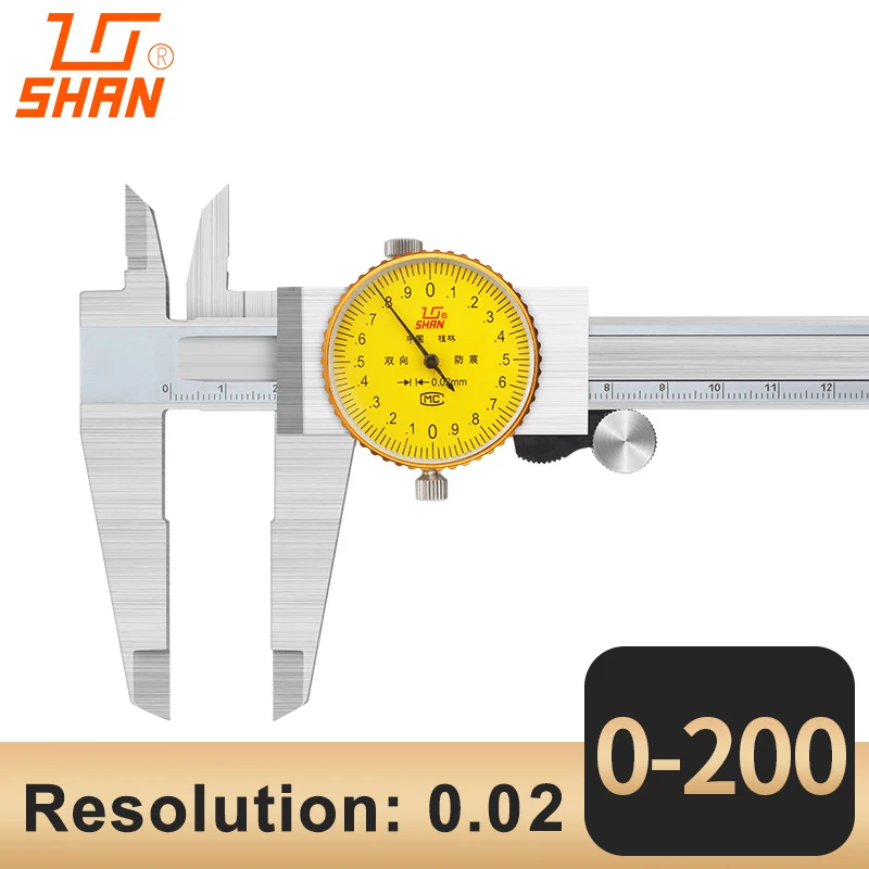 shan 0-200 0.02mm Штангенциркули 0-150 мм 0,01 мм 0-200 300 мм Высокоточный промышленный штангенциркуль из нержавеющей стали ударопрочный измерительный инструмент - Цвет: shan 0-200 0.02mm
