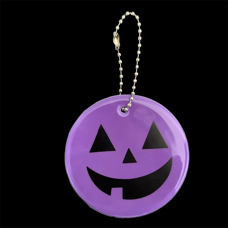 purple Хэллоуин Тыква брелки мягкий ПВХ отражающий брелок подвесные аксессуары для сумок брелки для дорожного движения видимая Безопасность использования - Название цвета: purple