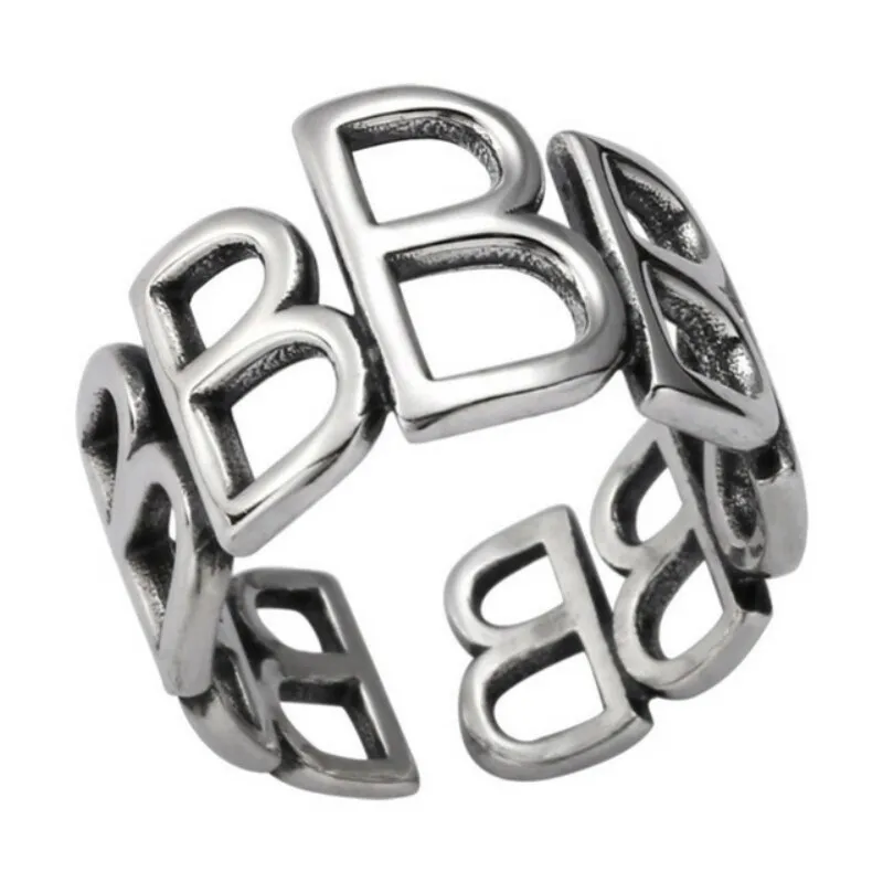 

925 Sterling Silver Engagement Rings New Fashion Creative Hollow Letter B Thai Silver Birthday Party Jewelry Gifts