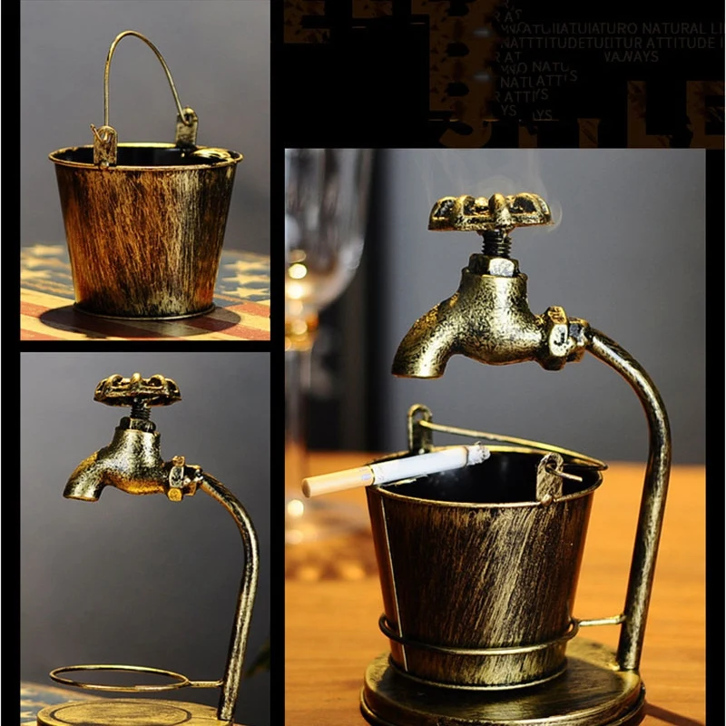 

Wrought Iron Handmade Ashtray Ornament Retro Ashtray Figurines Desktop Crafts Bar Coffee Photography Props Gift