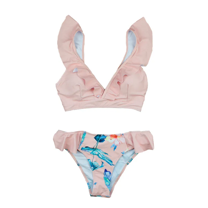 

Print Sexy Bikini 2020 Swimwear Women Swimsuit Push Up Biquini High Waist Bikinis Set Bathing Suit Ruffle Femme Beachwear