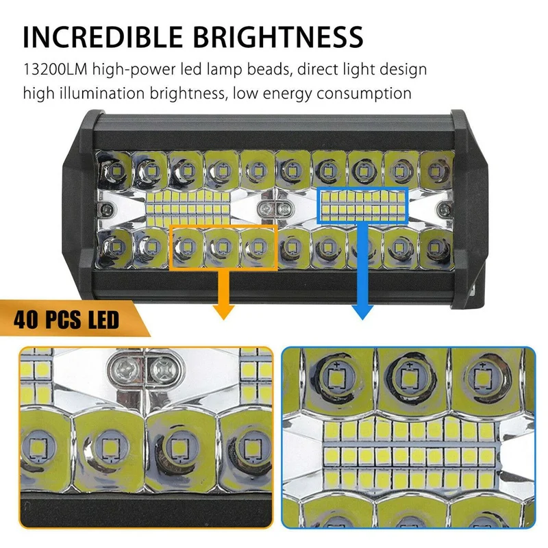 

2X 7Inch 800W LED Work Light Bar Flood Spot Combo Offroad SUV Fog Lamp Driving Truck Outdoors