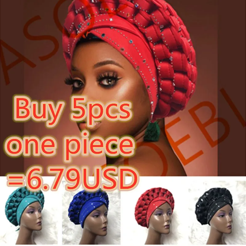 Стильная африканская дизайнерская 2021 Авто геле тюрбан с камнями Для женщин Кепки