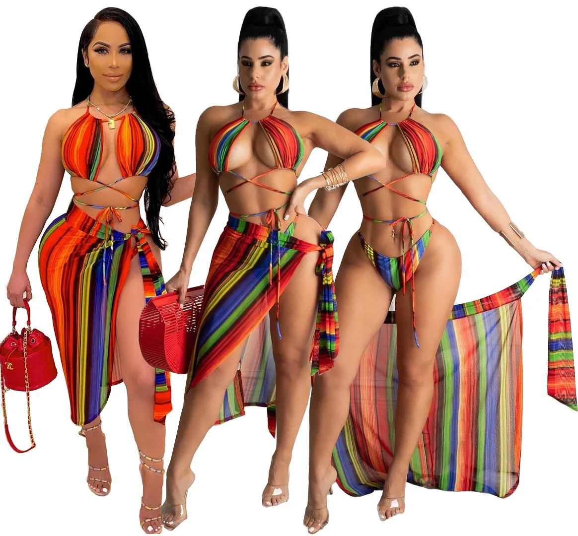Women's Swimsuit one piece 2021 Bikini set Woman Clothes Bikinis Sexy Summer Bathing Suits Beach  UnderwearThree-piece suit