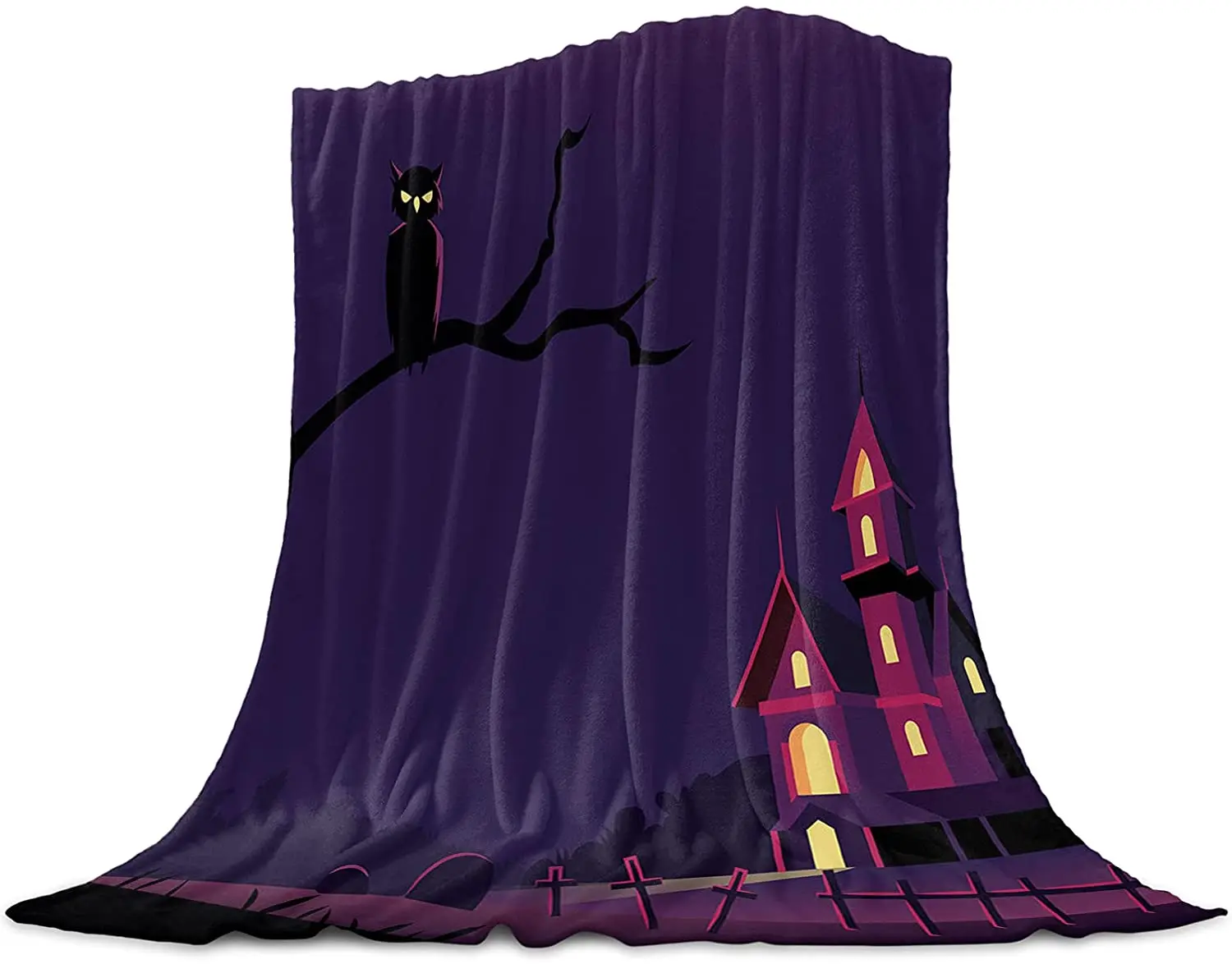 

Flannel Blankets and Throws for Couch Bed, Super Soft Cozy Lightweight Plush Throw Blanket,Halloween Castle