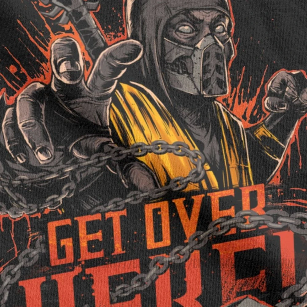 Мужская хлопковая футболка с принтом скорпиона надписью Get Over Here Mortal Kombat