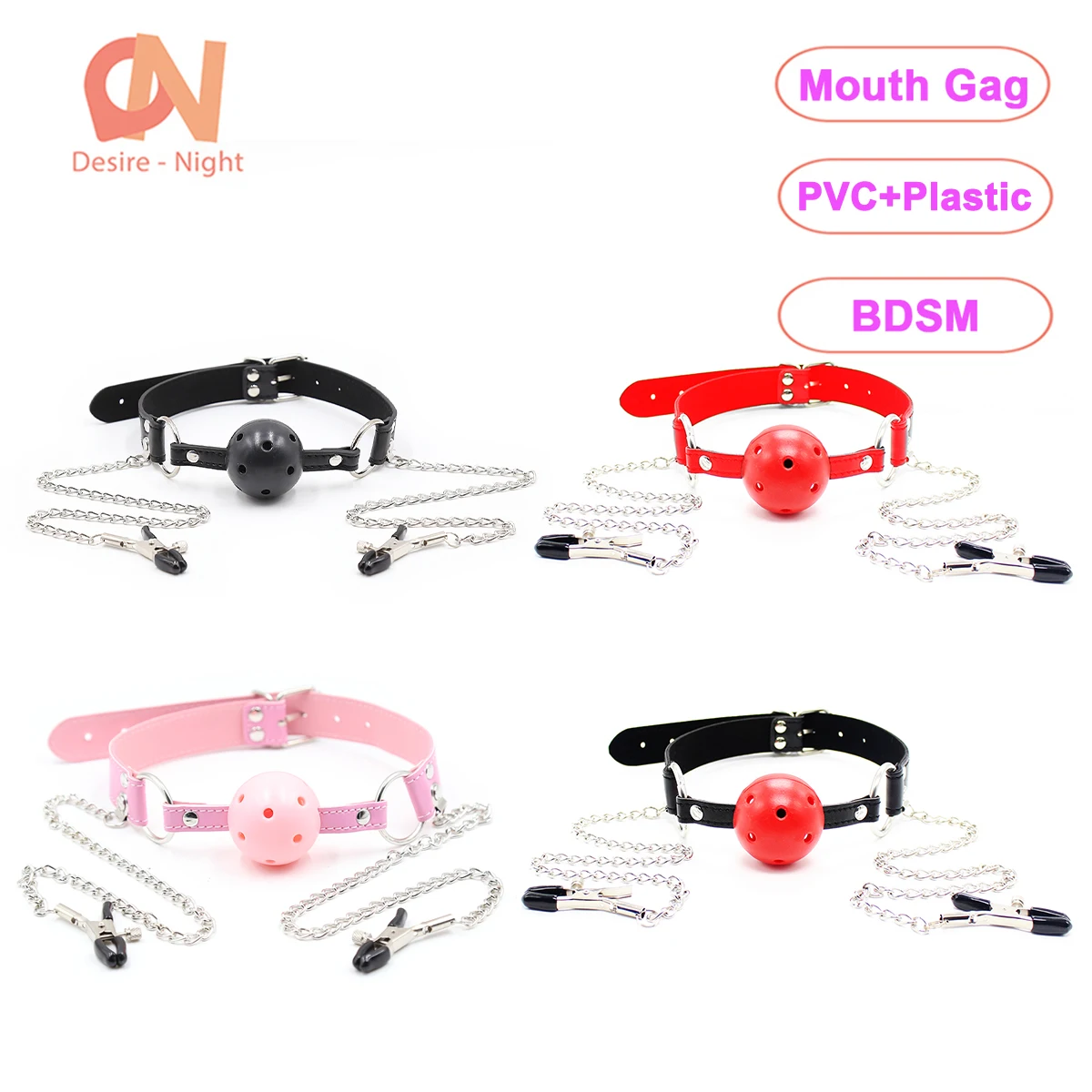 Кляп + зажим для сосков эротическое снаряжение рабыни пар БДСМ интимное взрослых